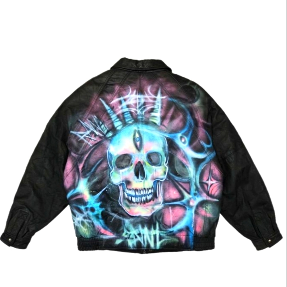 🦄 Rare 1 of 1 Punk and Saint Custom Painted Leather Jacket